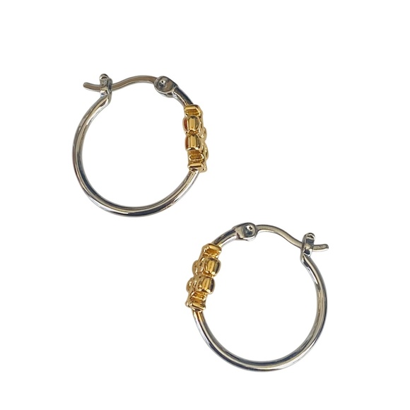 NWT Tory Burch Small Eleanor Multi Gold & Silver Hoop Earrings - Picture 4 of 6